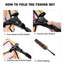 Load image into Gallery viewer, SANLIKE Folding Landing Net with Extra Long Telescopic Pole Handle Foldable rubber-coated net for easy catch and release
