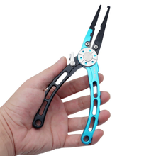 Load image into Gallery viewer, SANLIKE Aluminium Multifunctional Fishing Pliers Portable with Cord Anti Rust Hook Remover Fishing Line Scissors Fishing Tools
