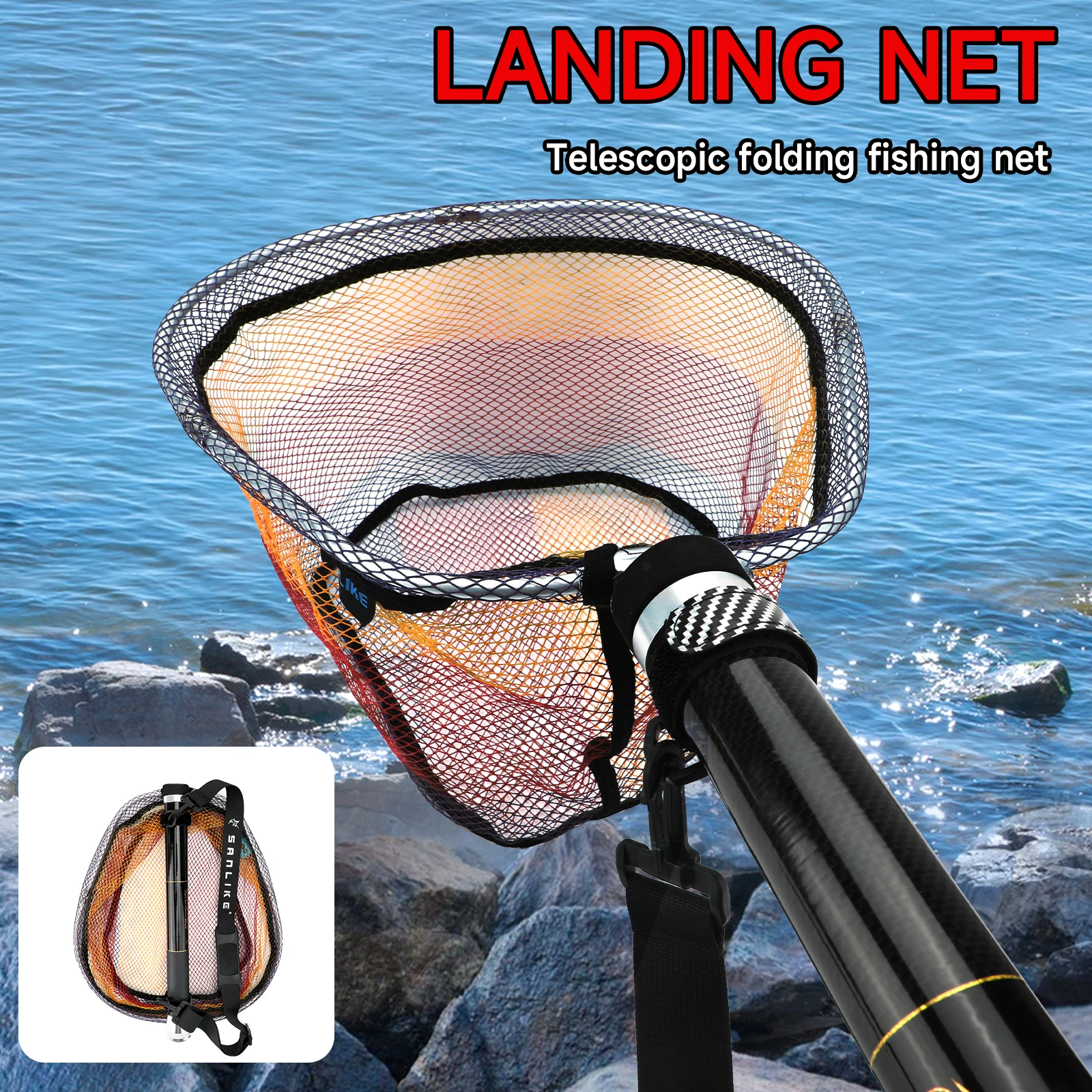 dip fishing pole SANLIKE Fishing Net Fishing Rod Foldable Telescopic Pole Handle Landin – SANLIKE STORE