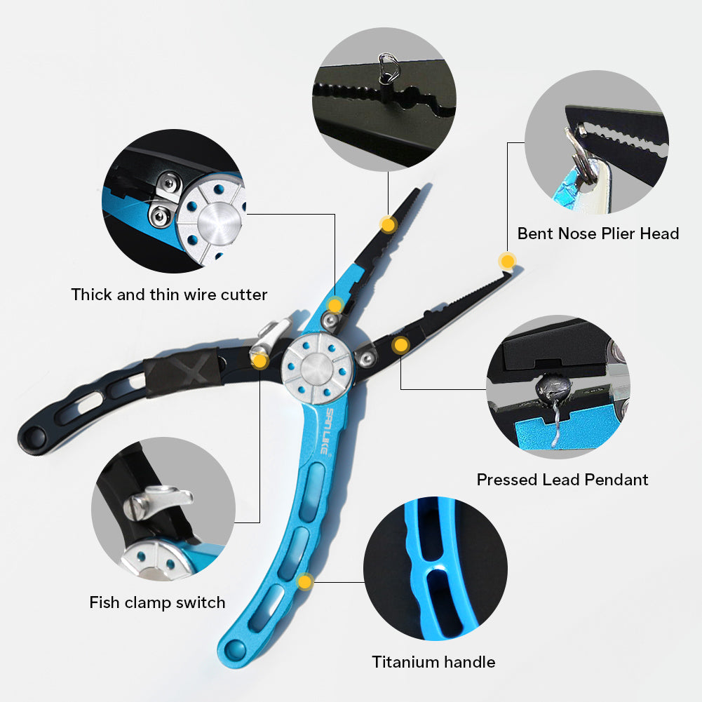 Monoprice Stainless Steel Fishing Pliers, Corrosion Resistant, Multipurpose  Fish Pliers, Hook Remover, with Fish Lip Gripper, Lanyard, and Carrying