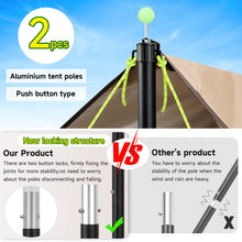 Load image into Gallery viewer, SANLIKE 2 sets of 240cm aluminium stable tent poles tarpaulin poles camping tent poles glass bead connection with storage bag
