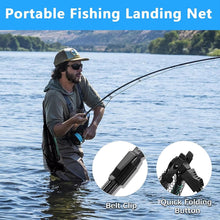 Load image into Gallery viewer, SANLIKE 1.8m Floating Fishing Net Fish Folding Landing Net with Telescopic Pole Handle Durable Rubber Coated Collapsible Net
