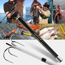 Load image into Gallery viewer, SANLIKE Portable Stainless Steel Squid Gaff Five Hooks 5M Carbon Fiber Telescopic Pole Extendable Rod Squid Hook
