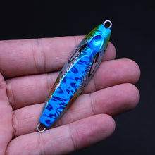 Load image into Gallery viewer, SANLIKE 40g 60g 80g Blue Metal Slow Jig Fishing Lure Luminous Color Artificial Hard Baits Slow Sinking Tuna Jigging Lures
