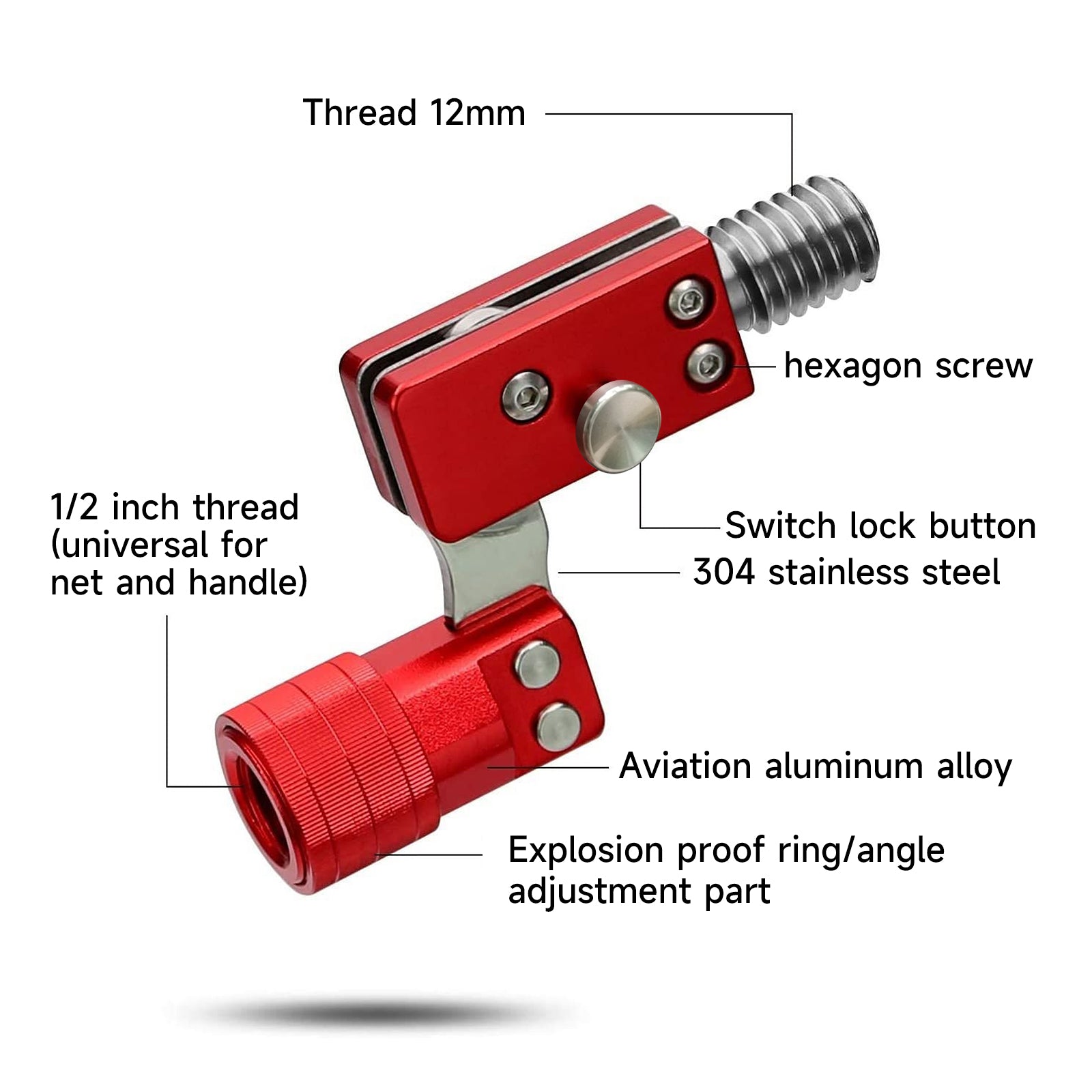 SANLIKE Folding Joint 1/2inch Thread Stainless Steel Fishing Rod
