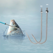 Load image into Gallery viewer, SANLIKE M6/M8 Fishing Gaff Stainless Steel Fishing Spear Hook with Protection Cover for Saltwater Freshwater Fishing Accessories
