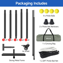 Load image into Gallery viewer, SANLIKE 22ft Portable Table Tennis Net System Kit Wheeled design for quick set up Wear and tear resistant mesh surface for indoor and outdoor use
