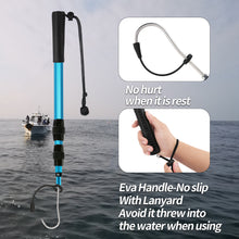 Load image into Gallery viewer, SANLIKE 200cm Fishing Gaff ALuminium Alloy Telescopic Gunsmoke Sea Fishing Stainless Spear Hook Control Tool Landing Gaff with String
