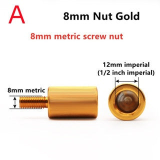 SANLIKE Landing Net Head Adapter Folding Joint Connector Gold 2pcs M8 to M12 or M12 to M8