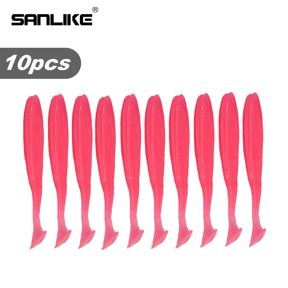 SANLIKE 10pcs Soft Plastic Fishing Lures Set Soft Bait T Tail Soft Bug Swimbaits Silicon Rubber Jig Fishing Bait Softworm Tackle