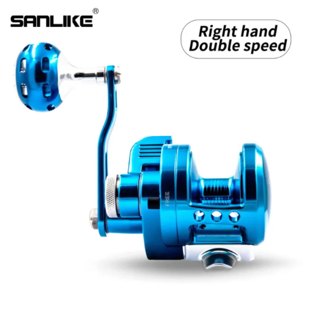 SANLIKE Trolling Ocean Reel Fly Fishing Reel Left & Right Hand Max Drag 28kg 7BB+1 Bearing CNC Aluminum Alloy wear resistant