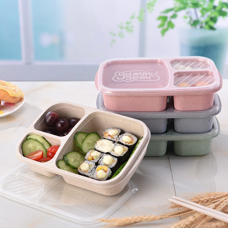 KOMCLUB Wheat Straw Japanese Bento Lunch Box Microwave Thermal Food Container Keep Warm Lunch Box