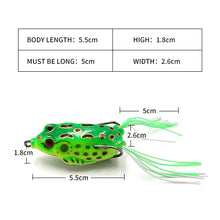 Load image into Gallery viewer, SANLIKE 5 Pcs Frog Baits with Dual Hooks Fishing Lures Top Water Minnow Crank Soft Bait Fishing Tackle Accessries 5.5cm

