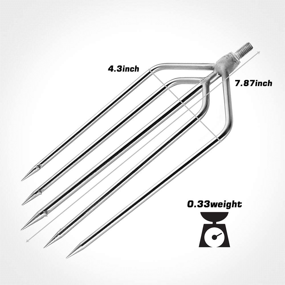 Stainless Steel 5-Tine Harpoon for Fishing and Frog Gigging, Durable and  Lightweight