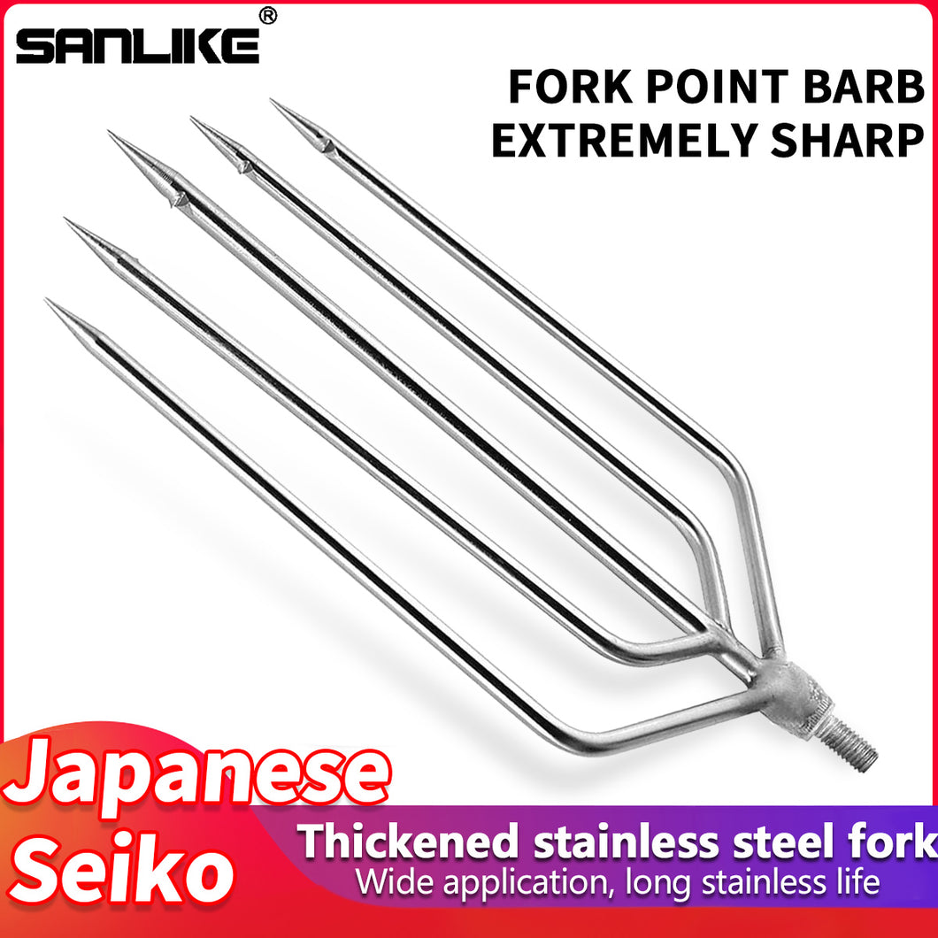 SANLIKE Stainless Steel Tine Fishing Gaffs Fishing Harpoon 5 Prong Fishing Gig Barbed Salmon with 8mm Screw