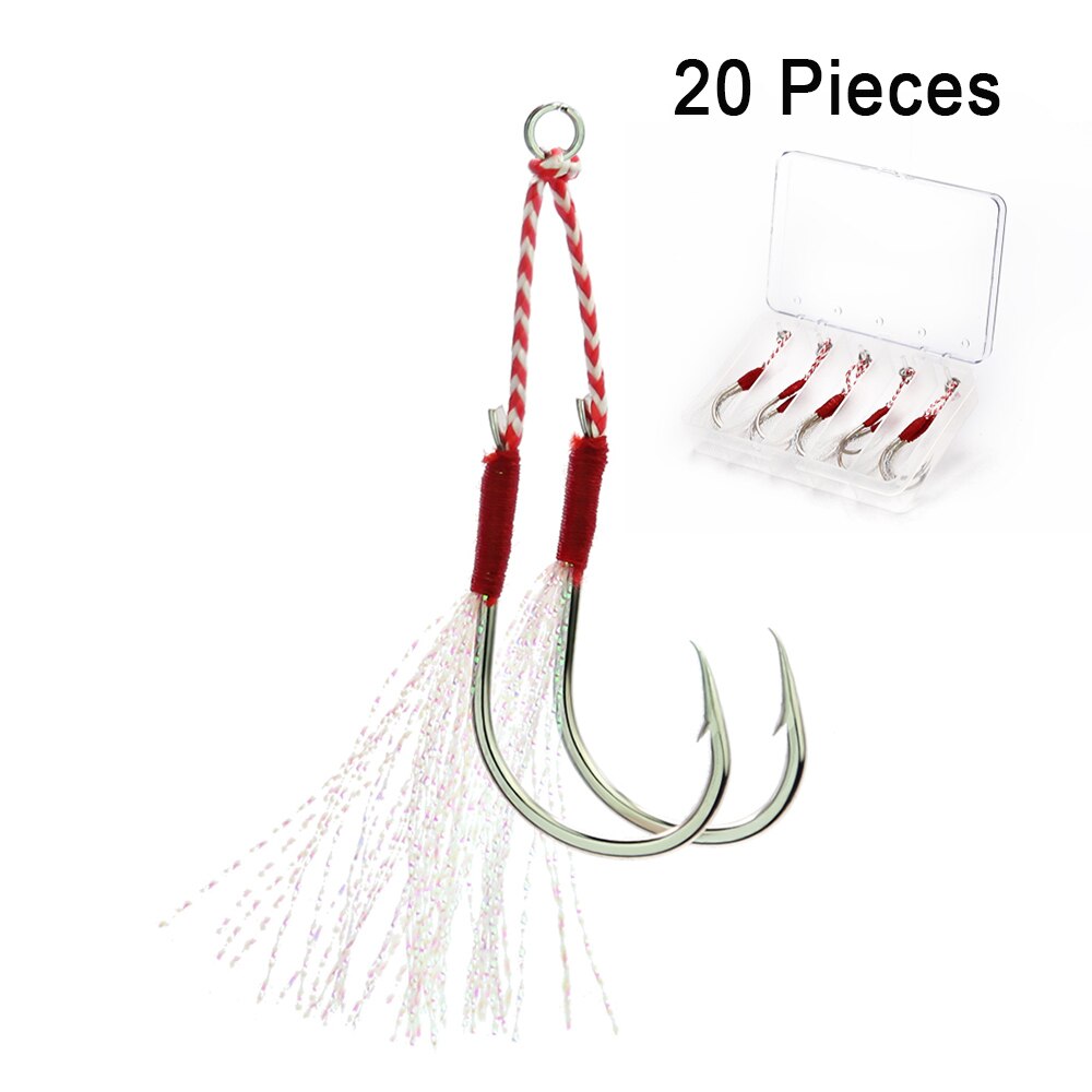 SANLIKE Fishing Hook Assist Hook Dual Hooks Metal Jig Tinsel Fishing – SANLIKE STORE