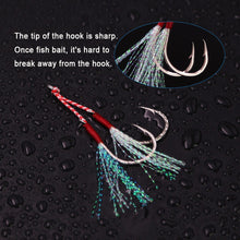 Load image into Gallery viewer, SANLIKE Fishing Hook Assist Hook Dual Hooks Metal Jig Tinsel Fishing Gear Light Shogging Offshore Jigging XS/S/M/L/XL 10&amp;20pcs
