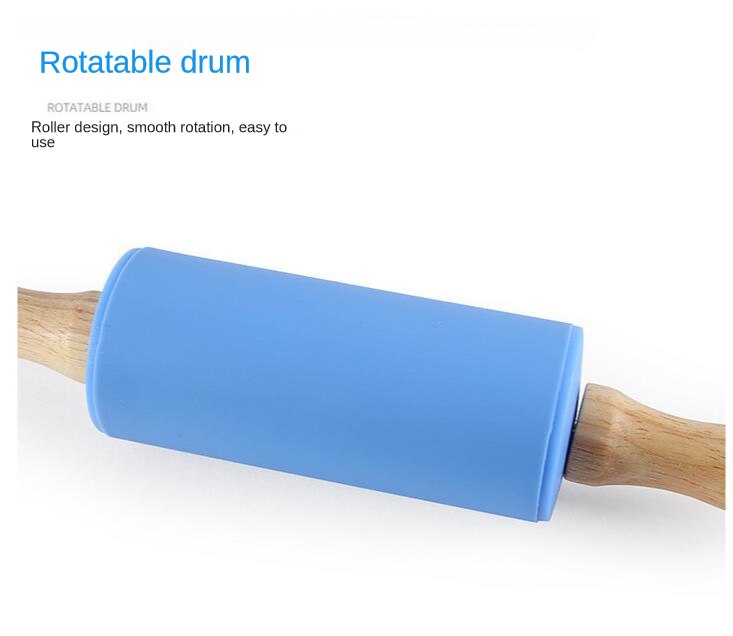 Food grade silica gel rolling pin, kneading stick and solid wood handle of rolling pin do not touch flour