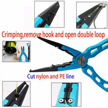 Load image into Gallery viewer, SANLIKE New Fishing Tackle Aluminum Alloy Fishing Pliers Split Ring Cutters Fishing Holder Tool For Saltwater Fishing Wholesale
