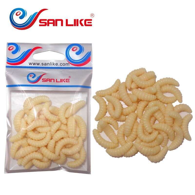40PCS/lot Hot sell Promotion maggot Grub Soft Lure Baits Smell Worms Glow Shrimps Fishing Lures