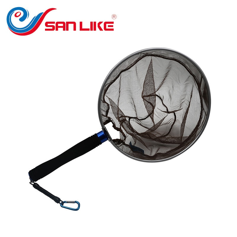 2021 Sanlike Aluminium fish net Fly Fishing Landing Net Brail nylon net portable Fishing Tackle tool Fishing Accessories
