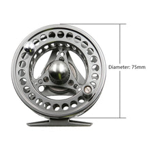 Load image into Gallery viewer, left&amp;Right hand Fly Fishing Reel diameter 75mm 2 +1BB Ball Bearing 1:1 Gear Ratio CNC Aluminum Alloy Portable Fishing Gear
