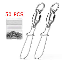 Load image into Gallery viewer, SANLIKE 50 Pieces Fishing Ball Bearing Swivel Fishing Lure Connector High Strength Stainless Steel Anticorrosion High-speed
