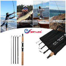 Load image into Gallery viewer, SANLIKE Baitcasting Fishing Rod Carbon Fiber Rod Four Section Travel Lure Rod For Saltwater Freshwater Fishing
