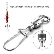 Load image into Gallery viewer, SANLIKE 50PCS Fishing Ball Bearing Swivel Fishing Lure Connector High Strength Stainless Steel Anticorrosion High-speed Rotation
