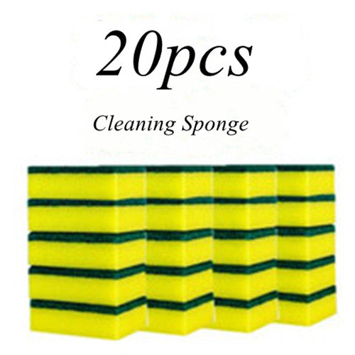 KOMCLUB 20pcs Multi-purpose Double-faced Cleaning Sponge Scouring Pads Dish Washing Scrub Sponge Kitchen Accessories